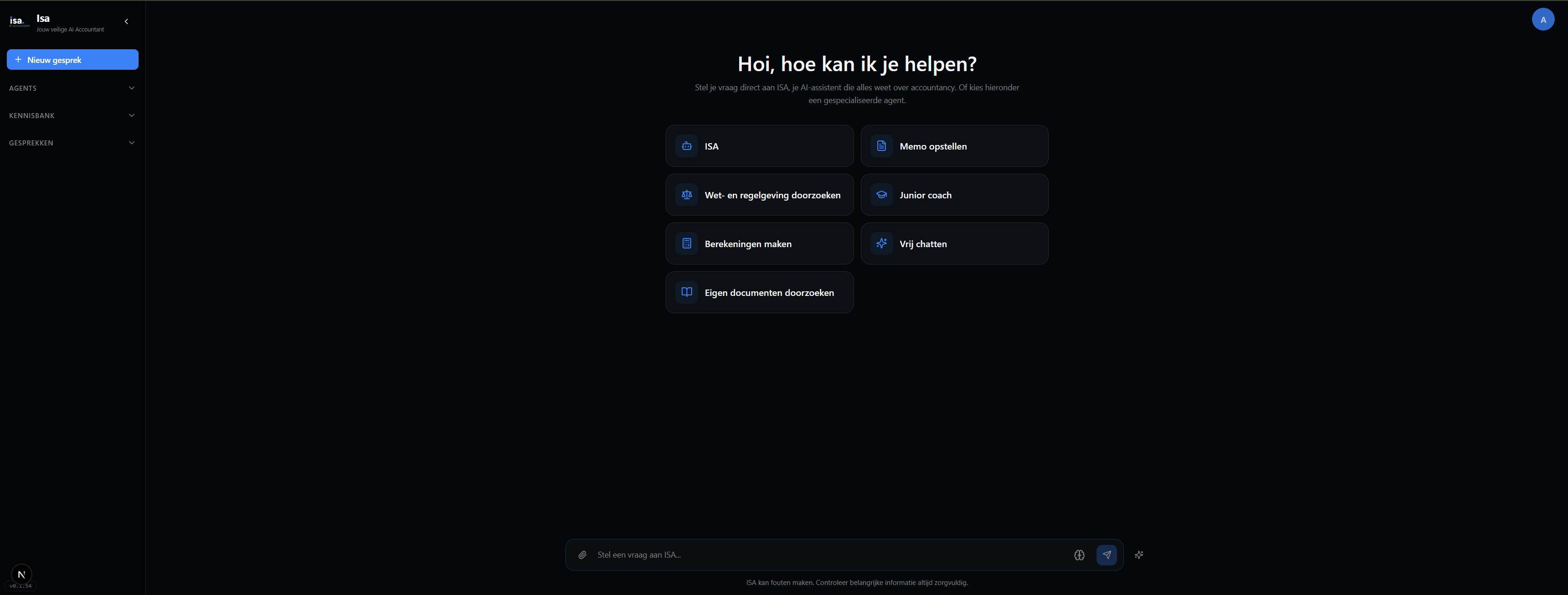 ISA dashboard met agents